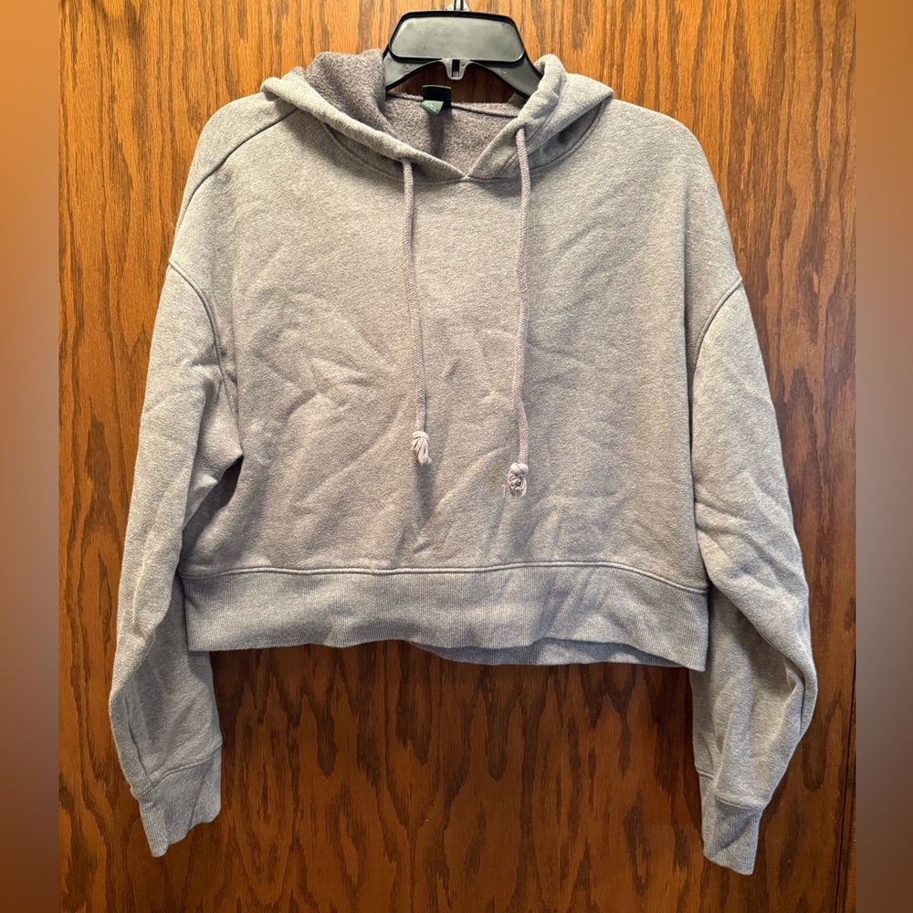 Gray Women's Cropped Hoodie - Picture 1 of 3